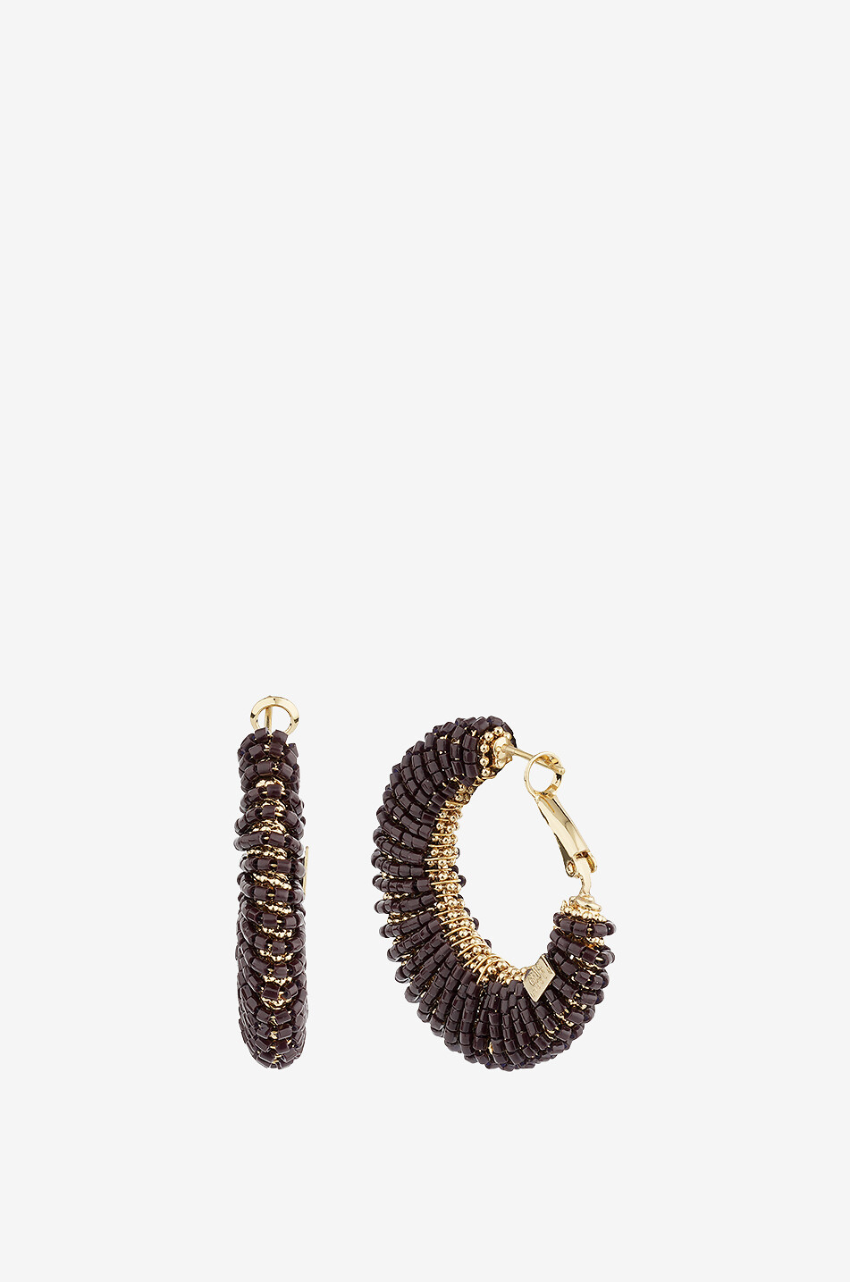 GAS BIJOUX Créoles épaisses ornées de perles de verre Izzia GM Femme MARRON FONCÉ 2