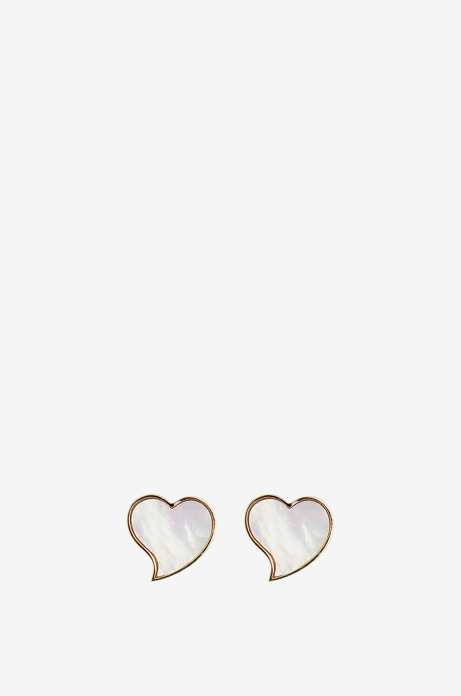 GAS BIJOUX Clous d'oreilles dorés ornés de nacre Mirage Cœur Petit Modèle Femme BLANC CASSE 1