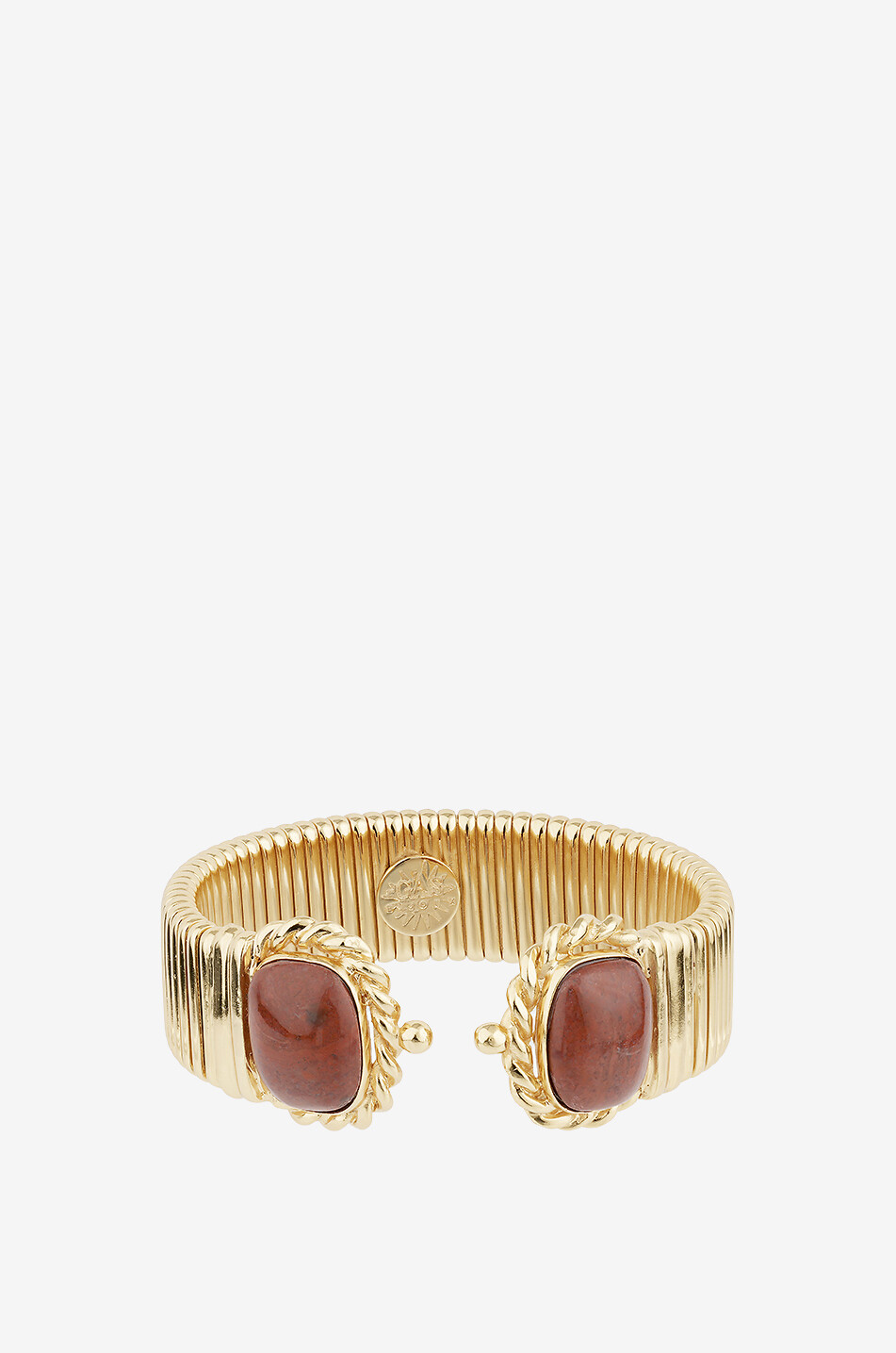 Goldener flexibler Armreif mit Cabochons Amarante Double