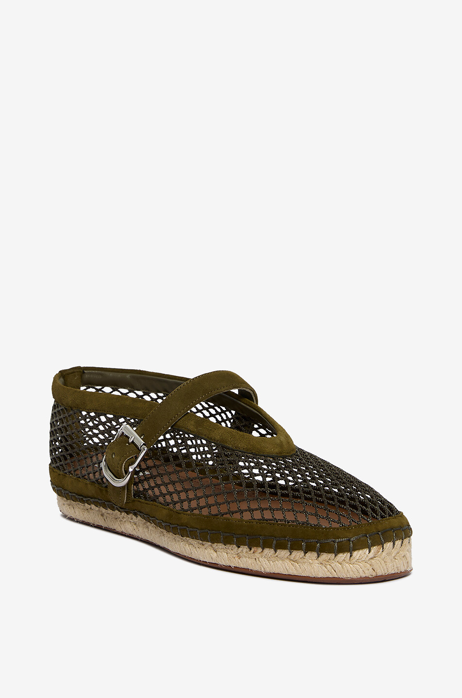 ALAÏA Flache Espadrilles aus Netz und Leder Fishnet Damen GRÜN 1