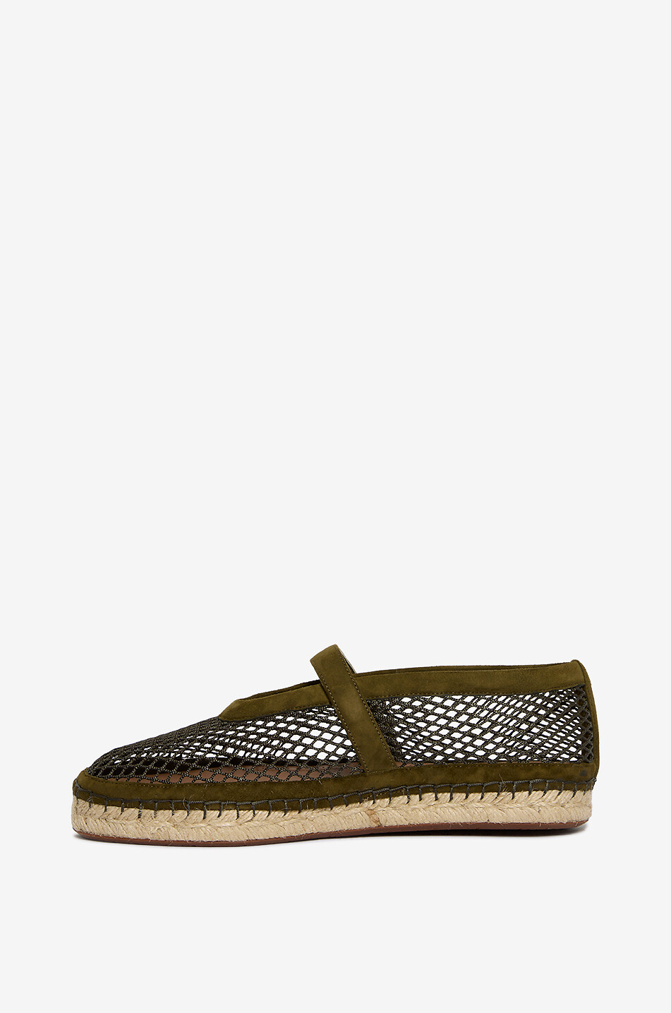 ALAÏA Flache Espadrilles aus Netz und Leder Fishnet Damen GRÜN 3