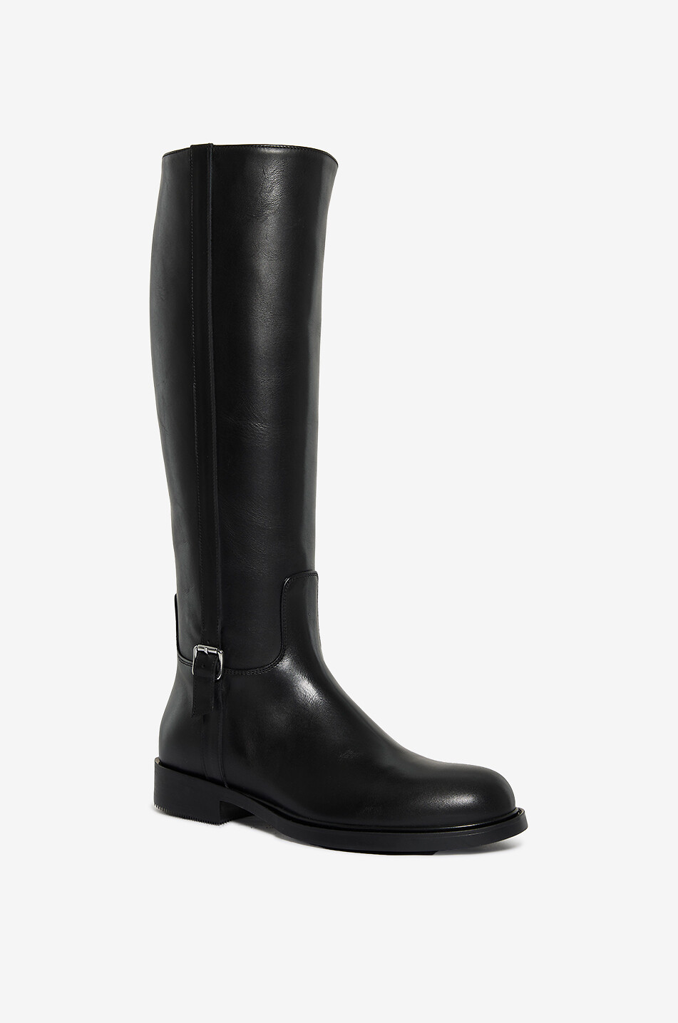 BONGENIE Flache Stiefel aus Kalbsleder mit Schnalle Peder Ranch Damen SCHWARZ 1