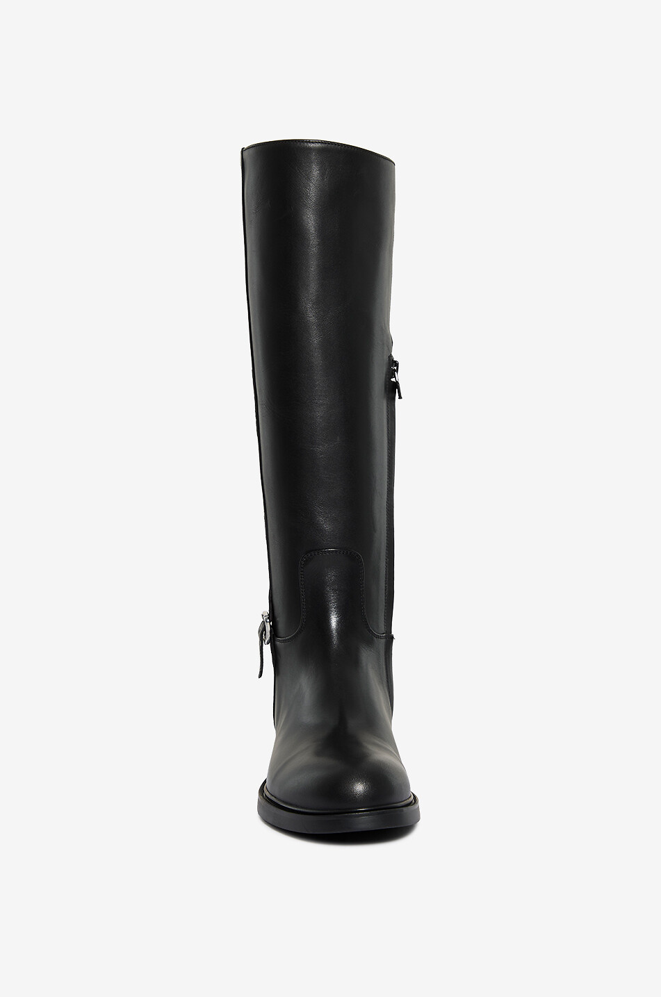 BONGENIE Flache Stiefel aus Kalbsleder mit Schnalle Peder Ranch Damen SCHWARZ 2