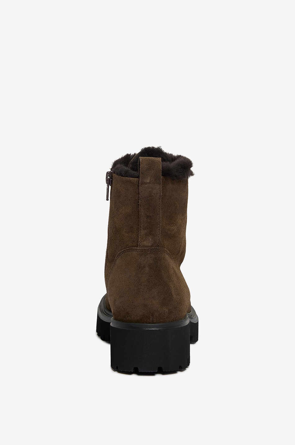 BONGENIE Wilfred shearling-lined suede flat lace-up ankle boots Women DARK BROWN 4
