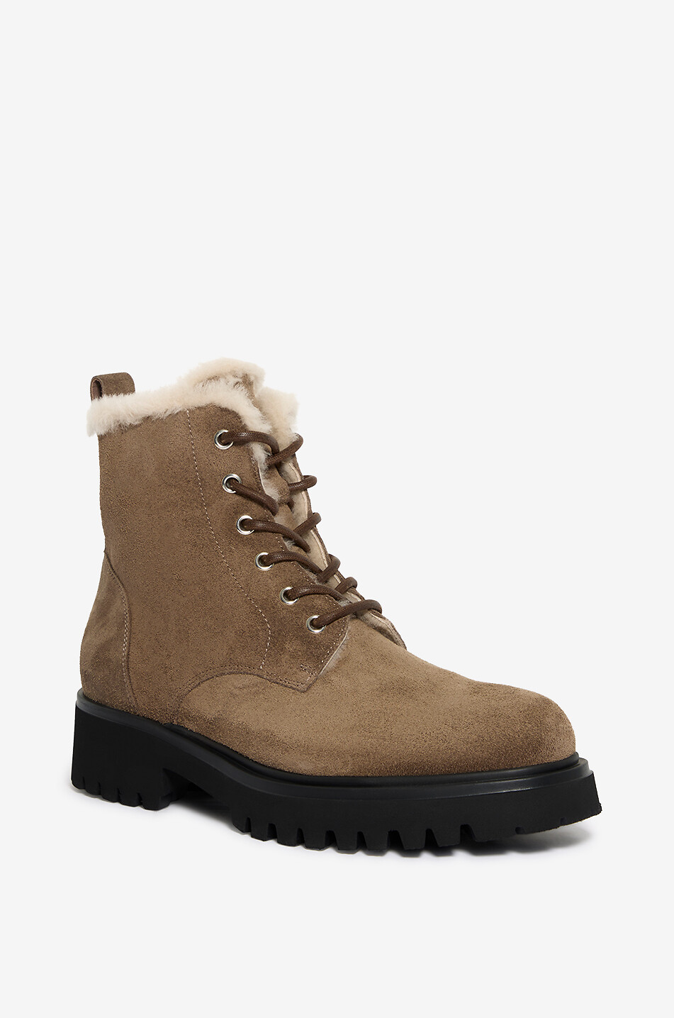 Wilfred shearling-lined suede flat lace-up ankle boots