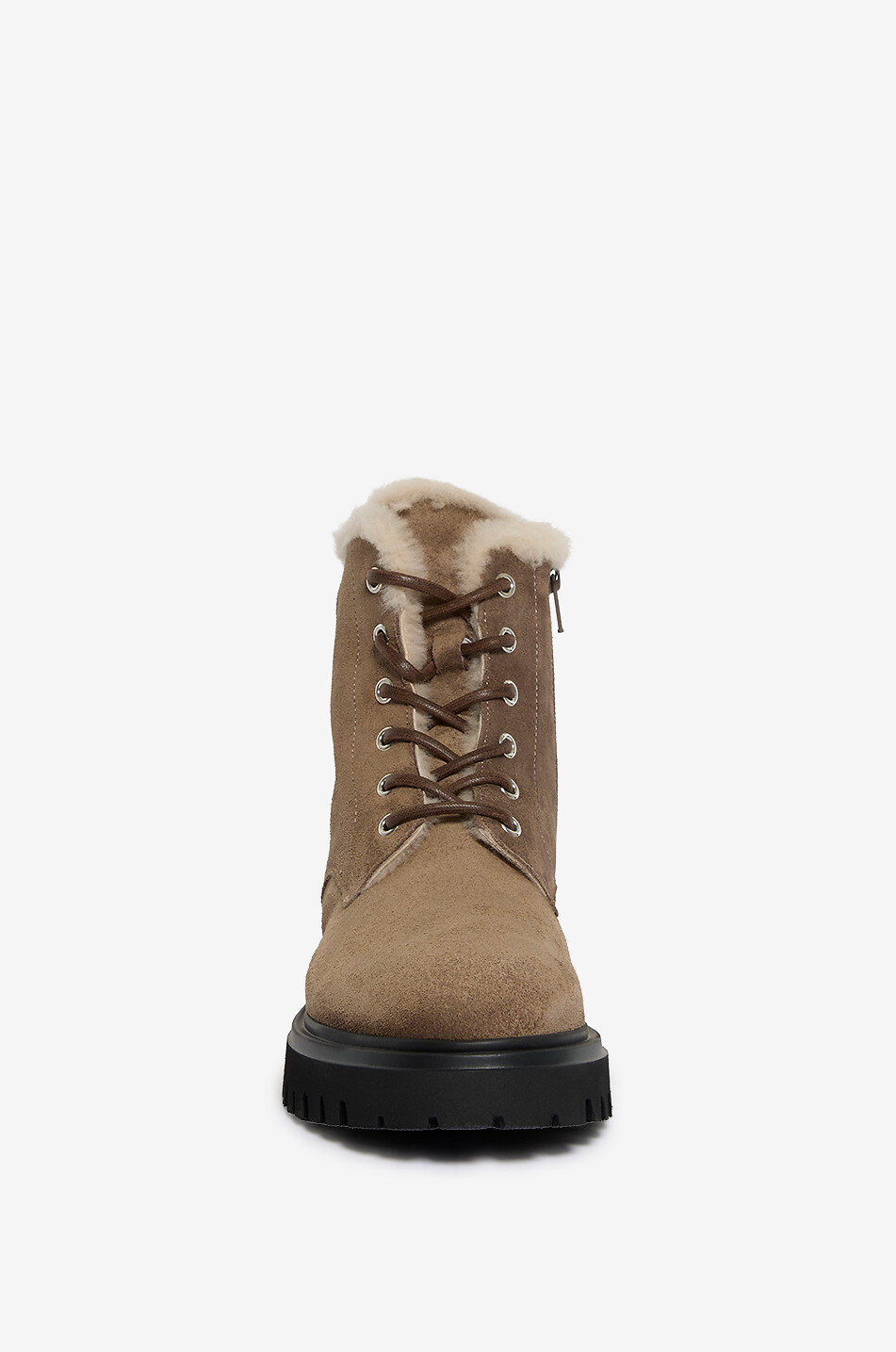 BONGENIE Wilfred shearling-lined suede flat lace-up ankle boots Women BROWN 2