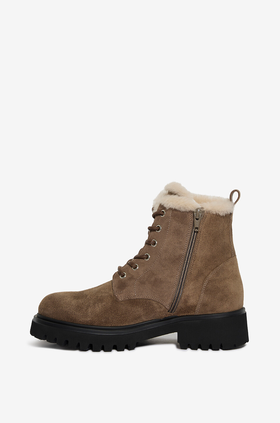 BONGENIE Wilfred shearling-lined suede flat lace-up ankle boots Women BROWN 3