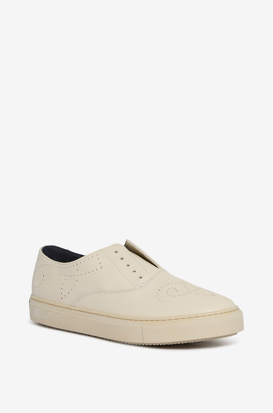 FRATELLI ROSSETTI Slip-on perforated leather sneakers Women EGGSHELL 1