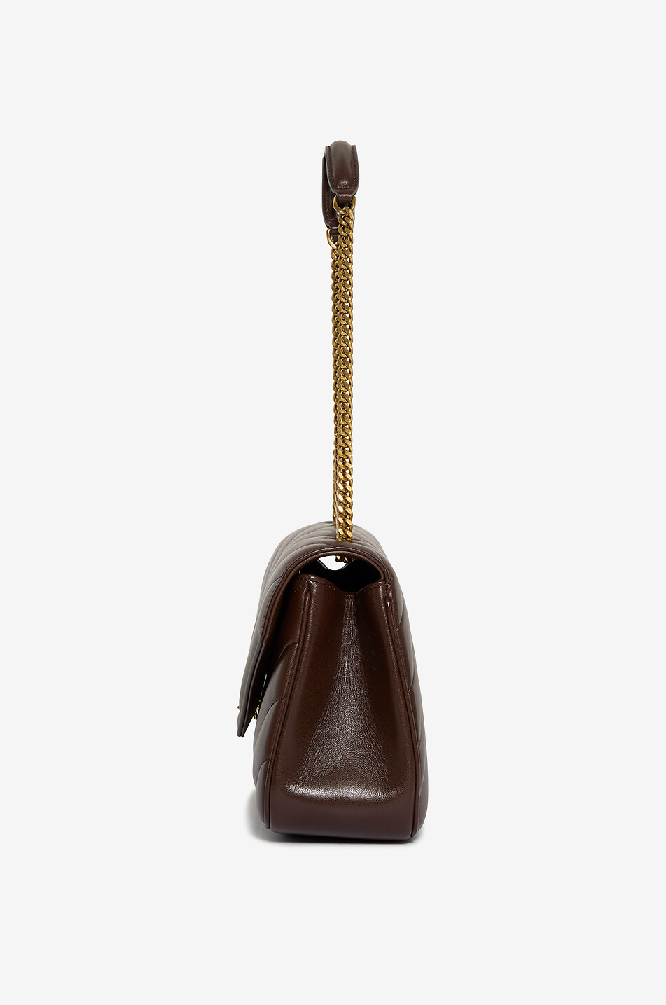 SAINT LAURENT PARIS Sac porté épaule matelassé chevrons en cuir d'agneau Loulou M Femme MARRON FONCÉ 4