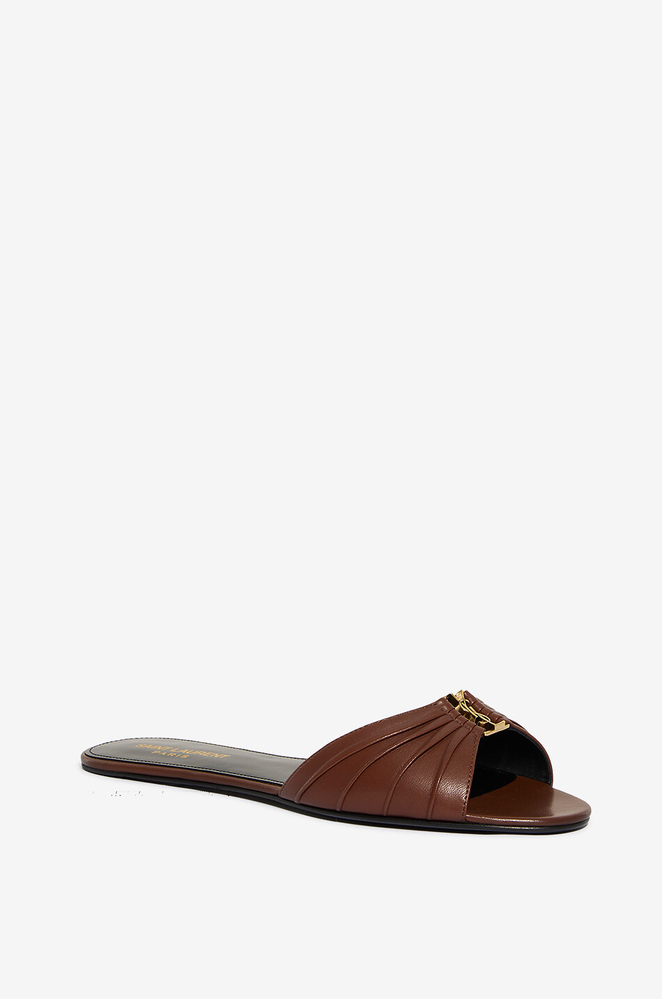 SAINT LAURENT PARIS Babylone flat lambskin mules Women BROWN 1