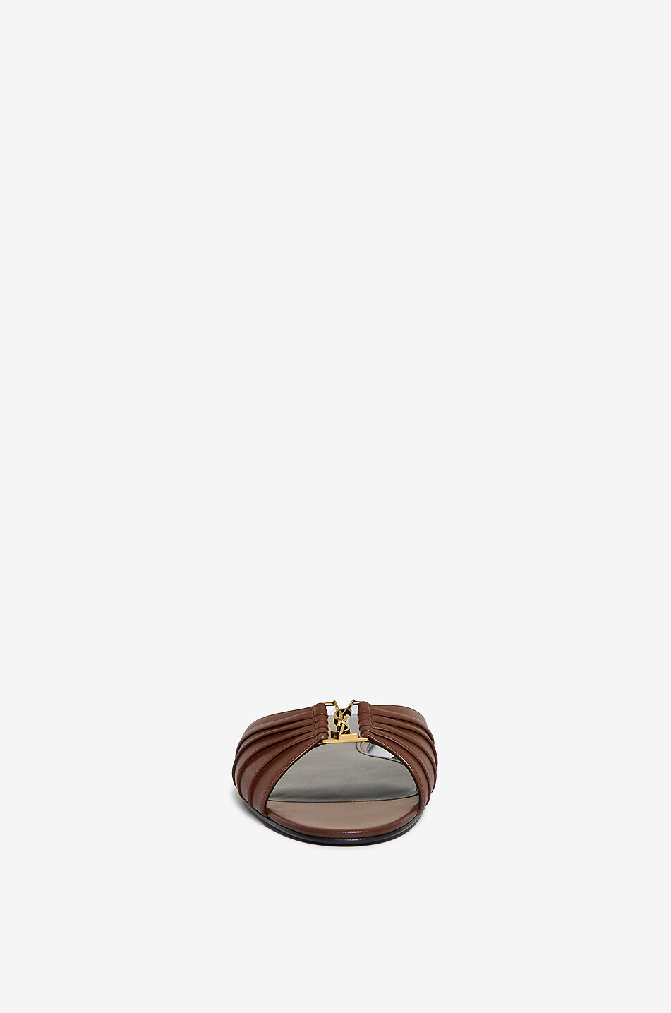 SAINT LAURENT PARIS Babylone flat lambskin mules Women BROWN 2