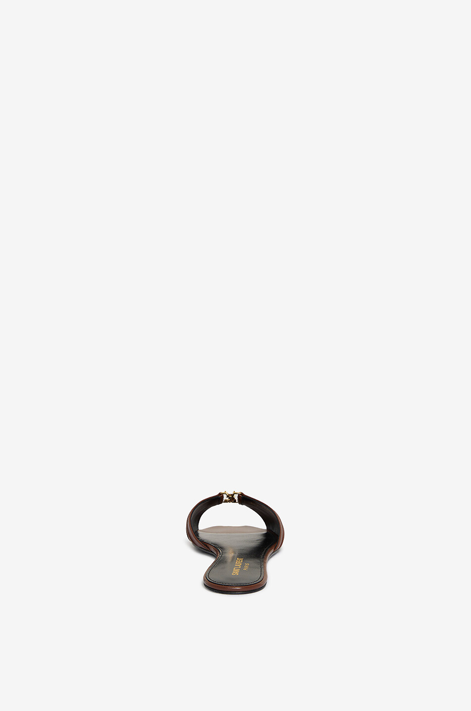 SAINT LAURENT PARIS Babylone flat lambskin mules Women BROWN 4