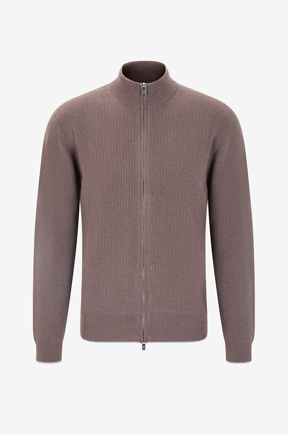 FEDELI Ribbed cashmere roll-neck cardigan Men MEDIUM BROWN 1