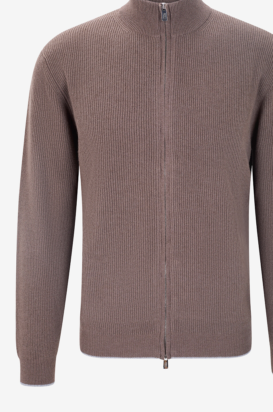 FEDELI Ribbed cashmere roll-neck cardigan Men MEDIUM BROWN 3