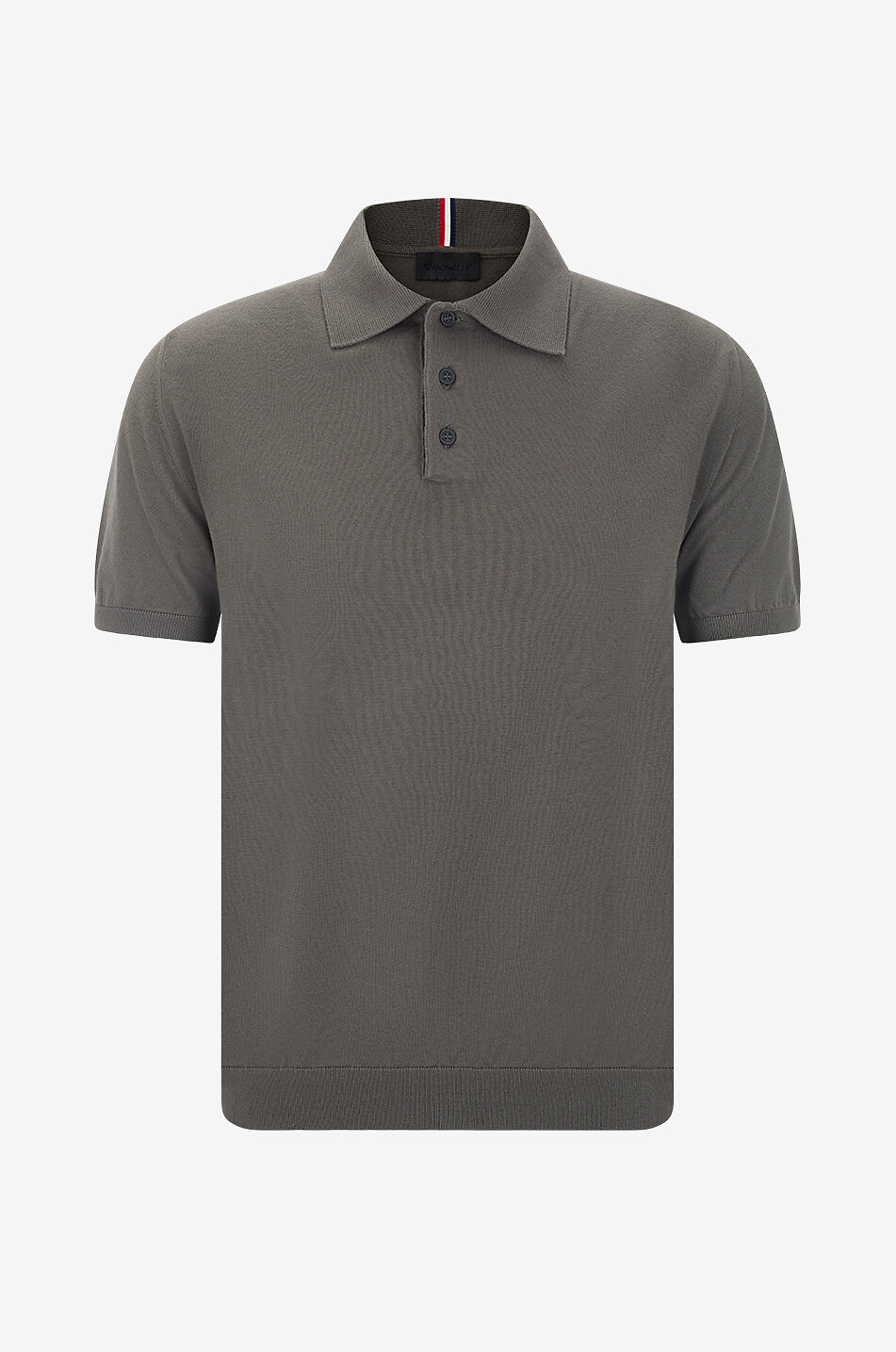 Kurzärmeliges Feinstrick-Polohemd aus Baumwolle Matt Black