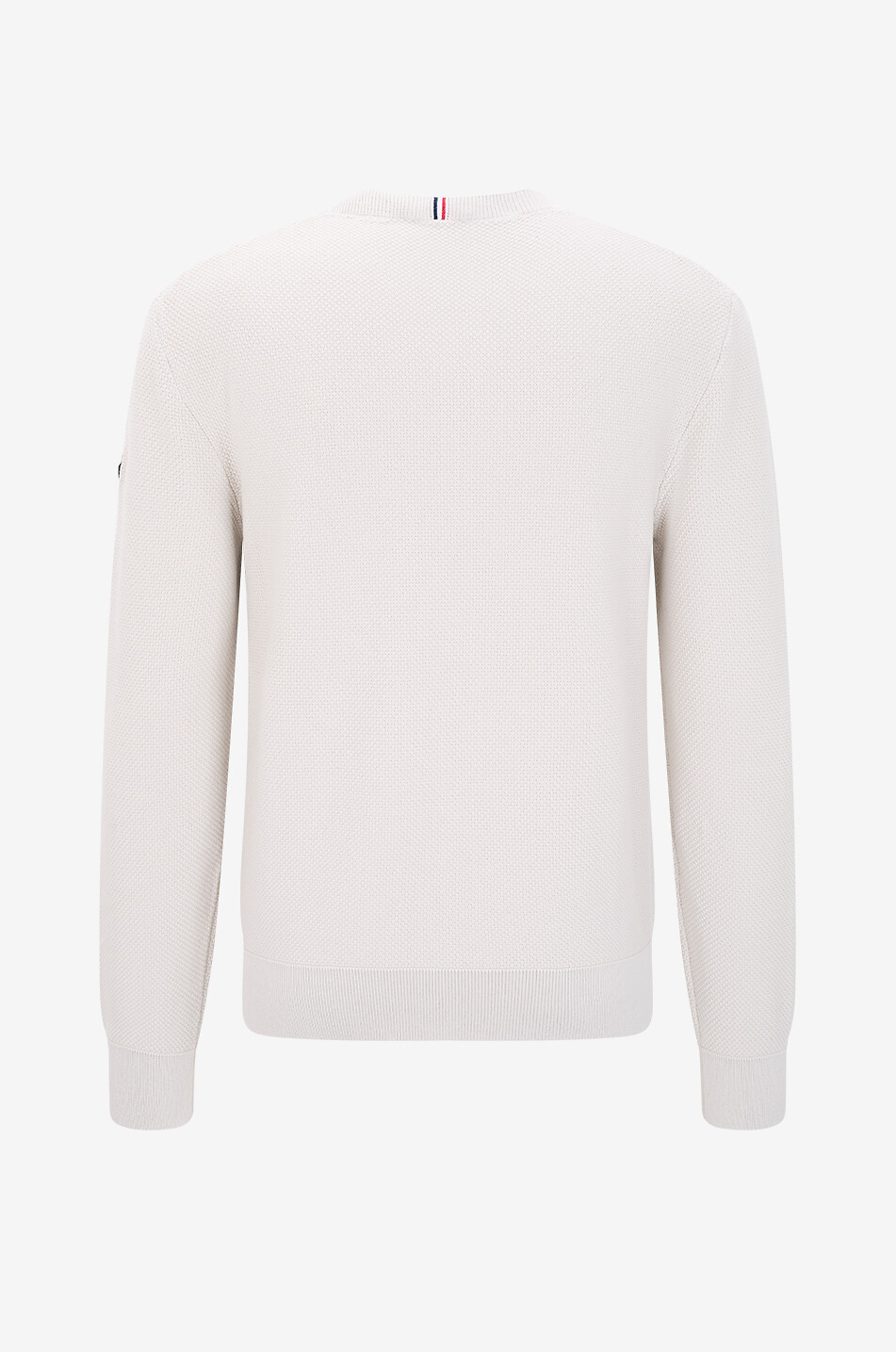 MONCLER Pull à col rond en maille piquée de coton Matt Black Homme BLANC CASSE 2