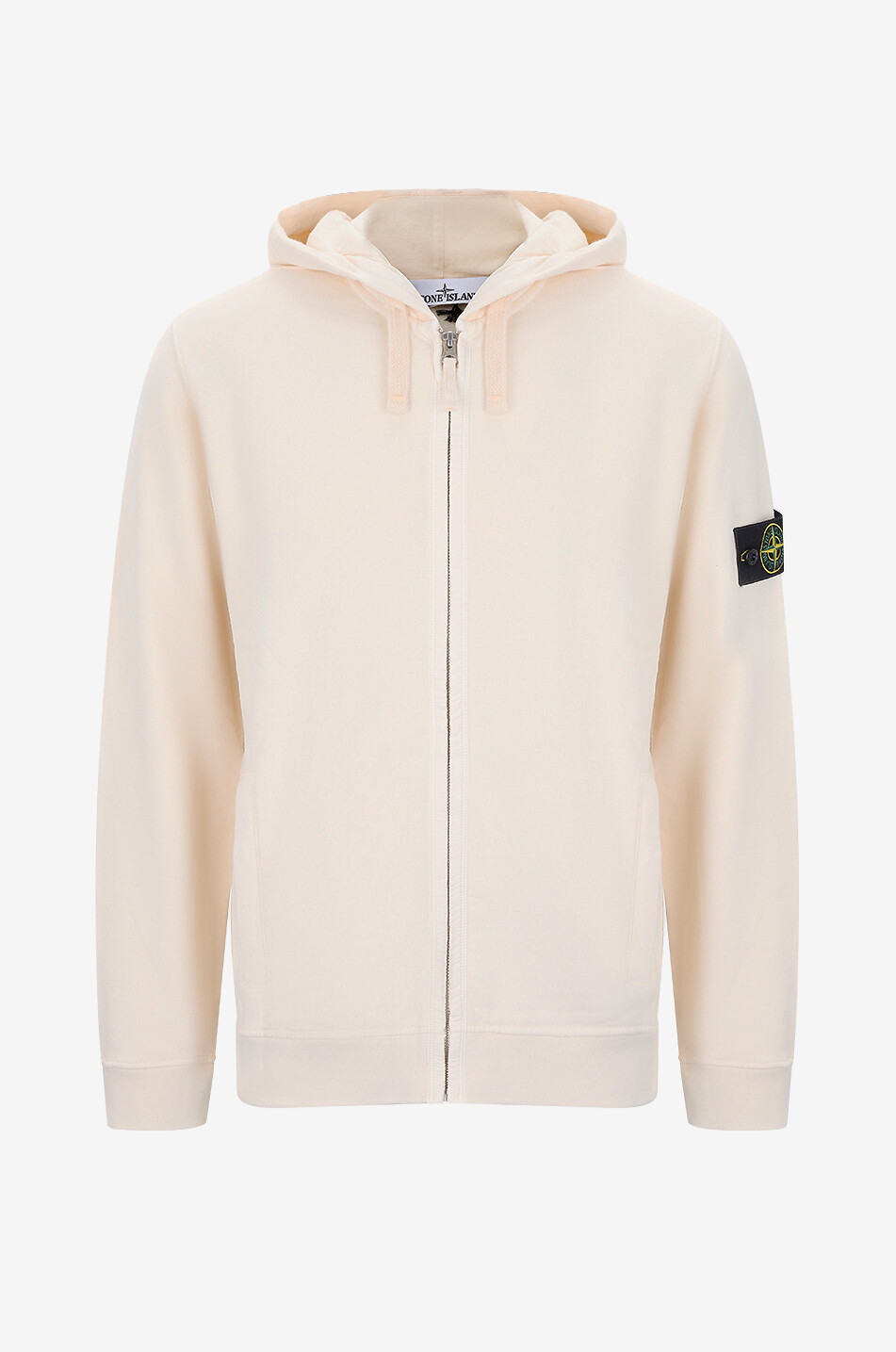STONE ISLAND Sweat-shirt zippé à capuche 6100067 Brushed Organic Cotton Fleece Homme BLANC CASSE 1