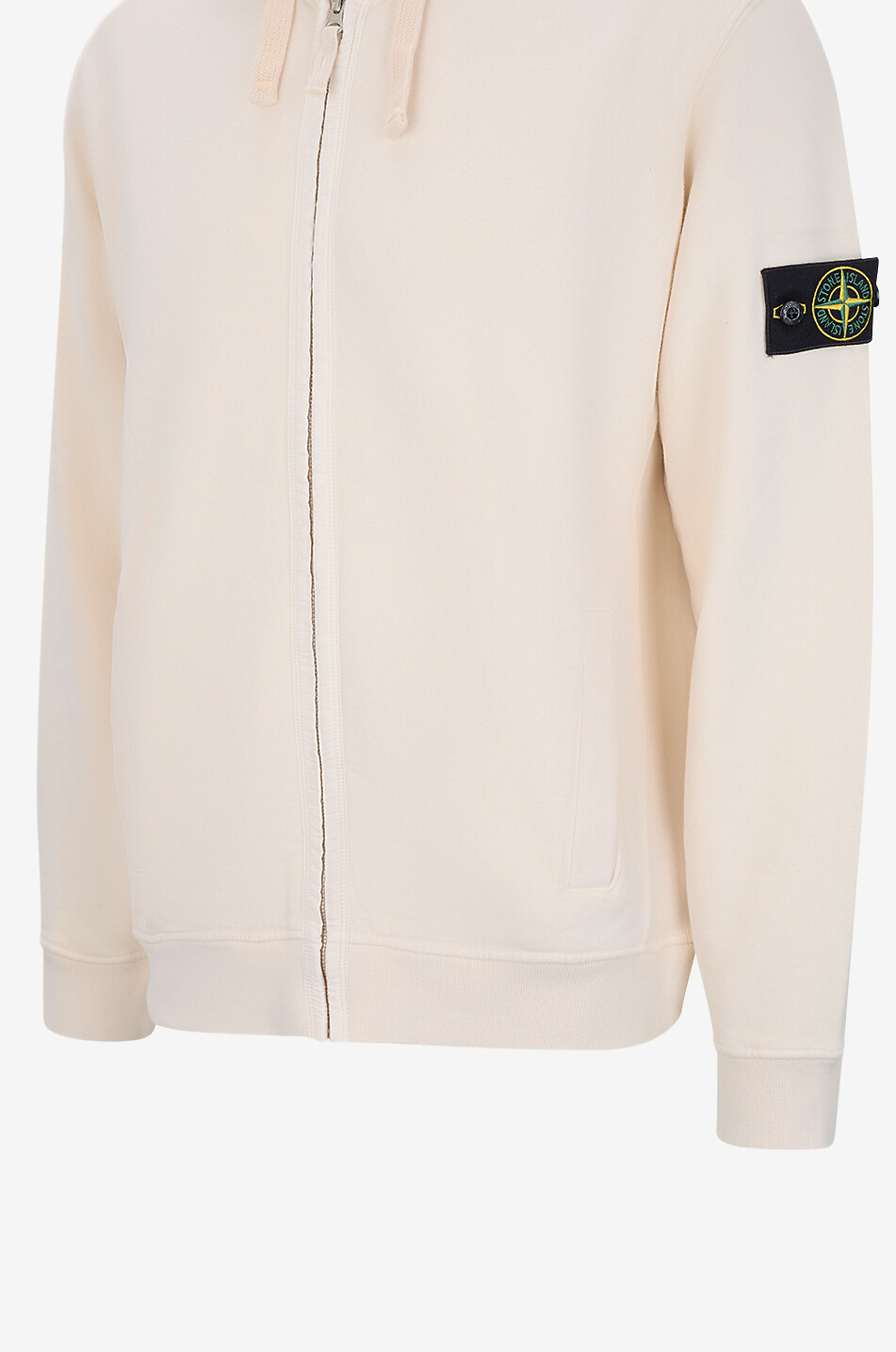 STONE ISLAND Sweat-shirt zippé à capuche 6100067 Brushed Organic Cotton Fleece Homme BLANC CASSE 3