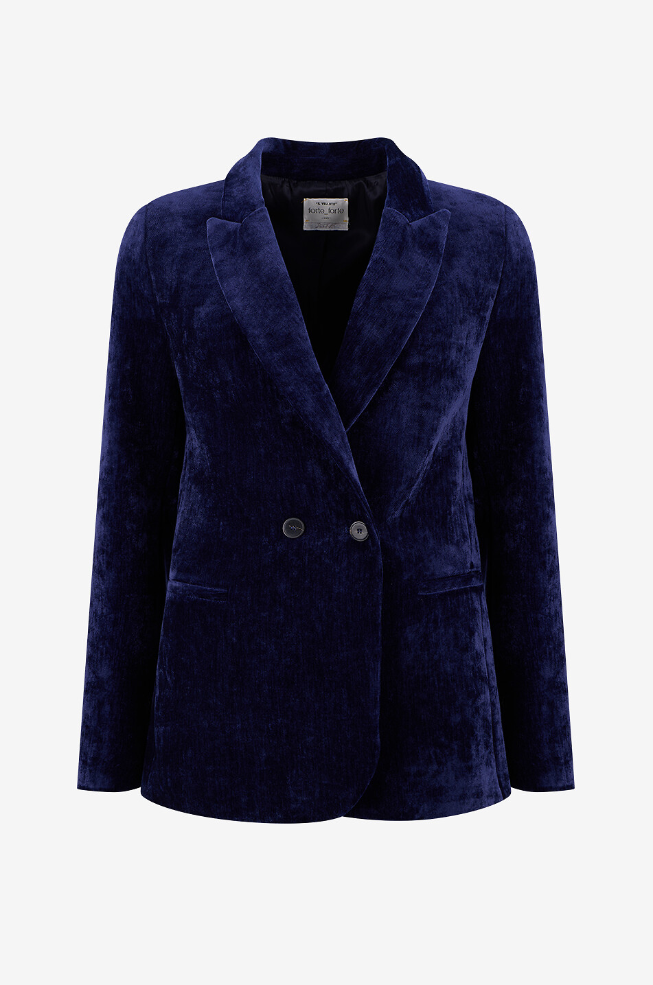 Velvet twill double-breasted fitted blazer