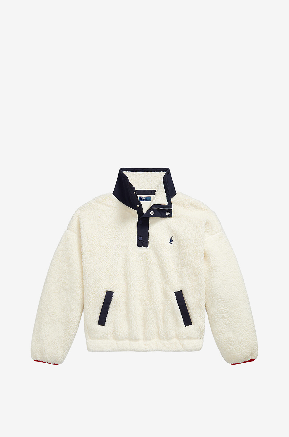 POLO RALPH LAUREN Sweat-shirt en polaire teddy à col montant boutonné Polo Bear Femme BLANC CASSE 1