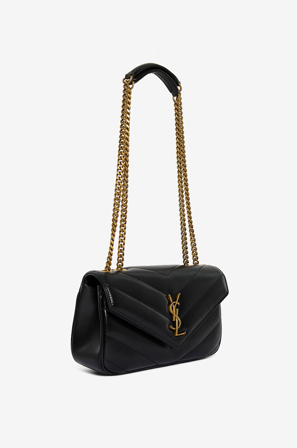 SAINT LAURENT PARIS Sac porté épaule en cuir d'agneau matelassé Loulou Small Femme NOIR 2