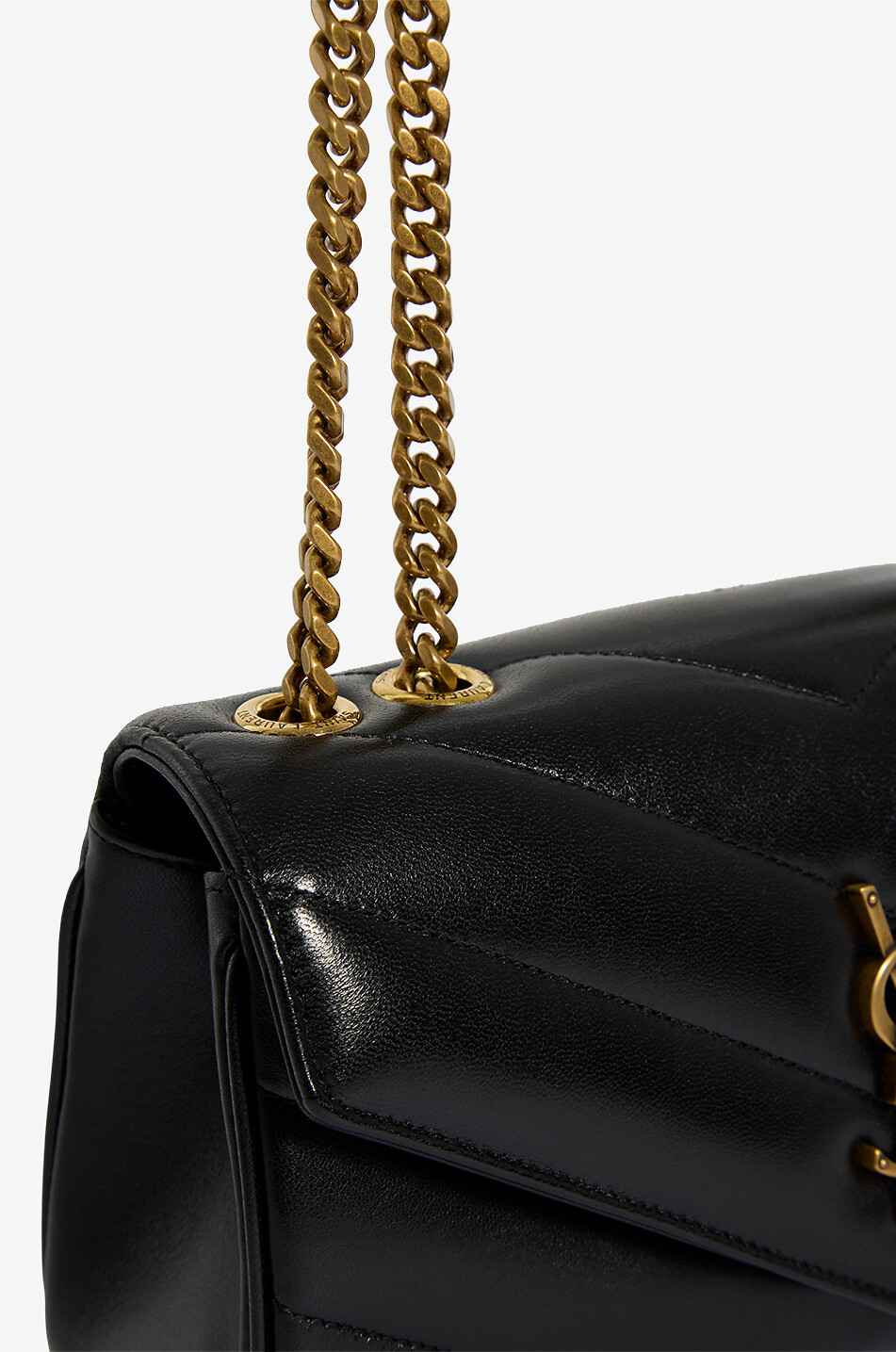 SAINT LAURENT PARIS Sac porté épaule en cuir d'agneau matelassé Loulou Small Femme NOIR 5