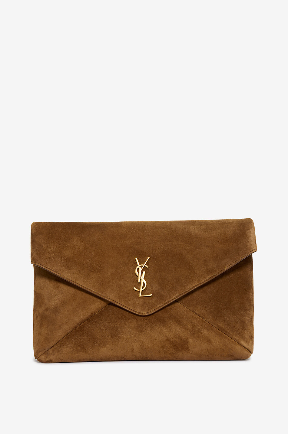 SAINT LAURENT PARIS Pochette enveloppe en daim Cassandre Femme COGNAC 1
