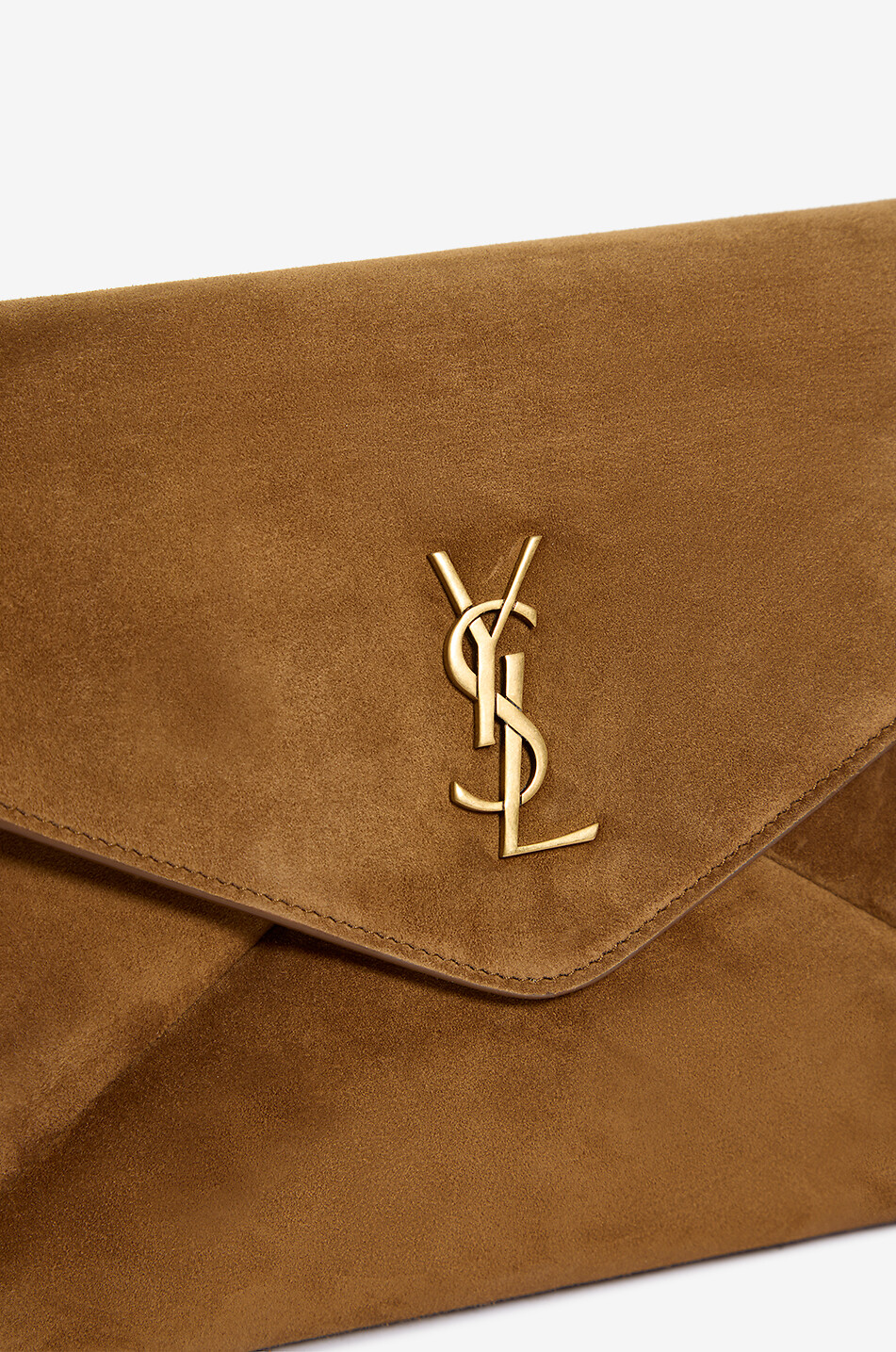 SAINT LAURENT PARIS Pochette enveloppe en daim Cassandre Femme COGNAC 5
