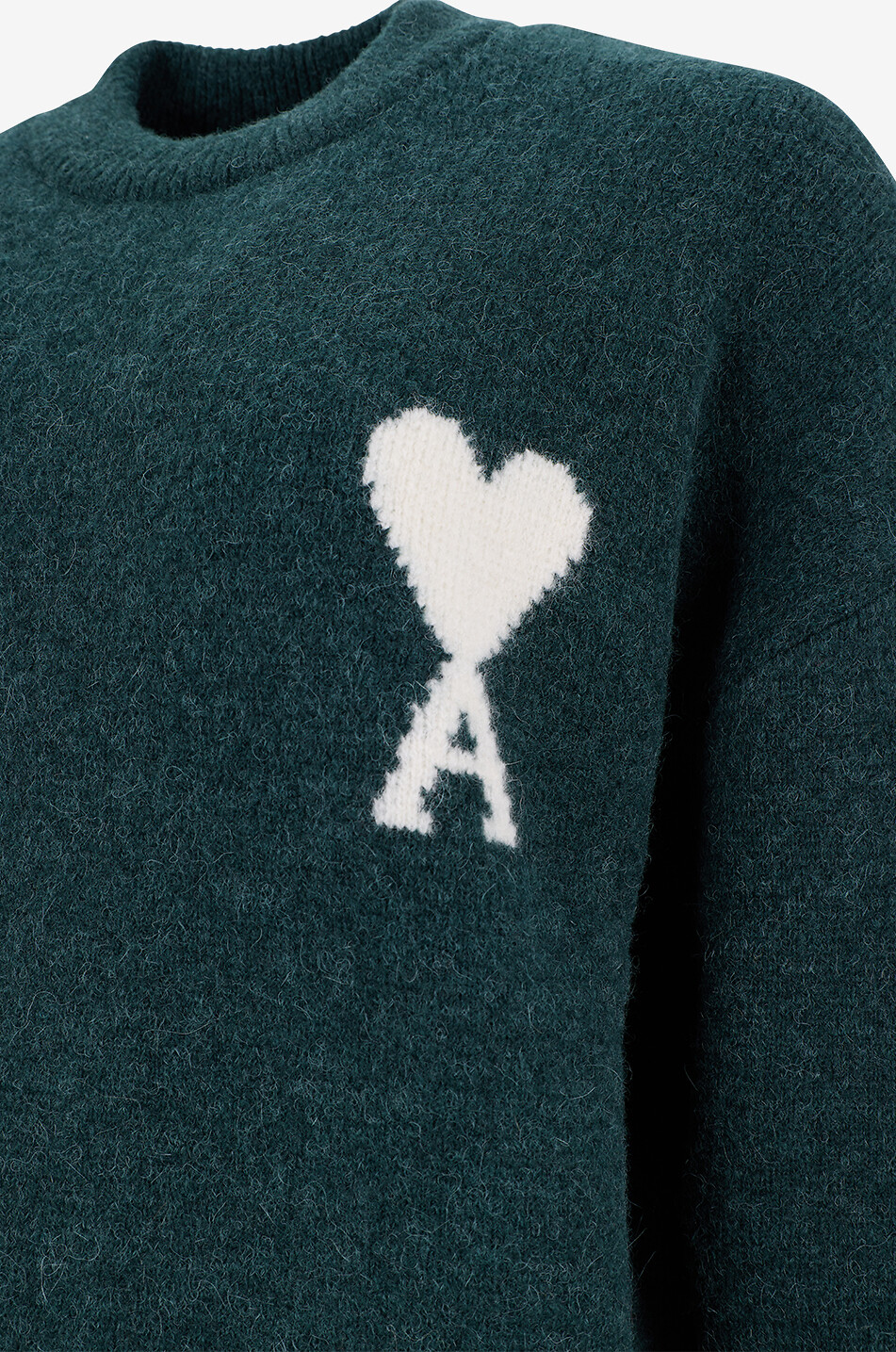 AMI Pull en maille d'alpaga à col rond Nuage Femme VERT 3