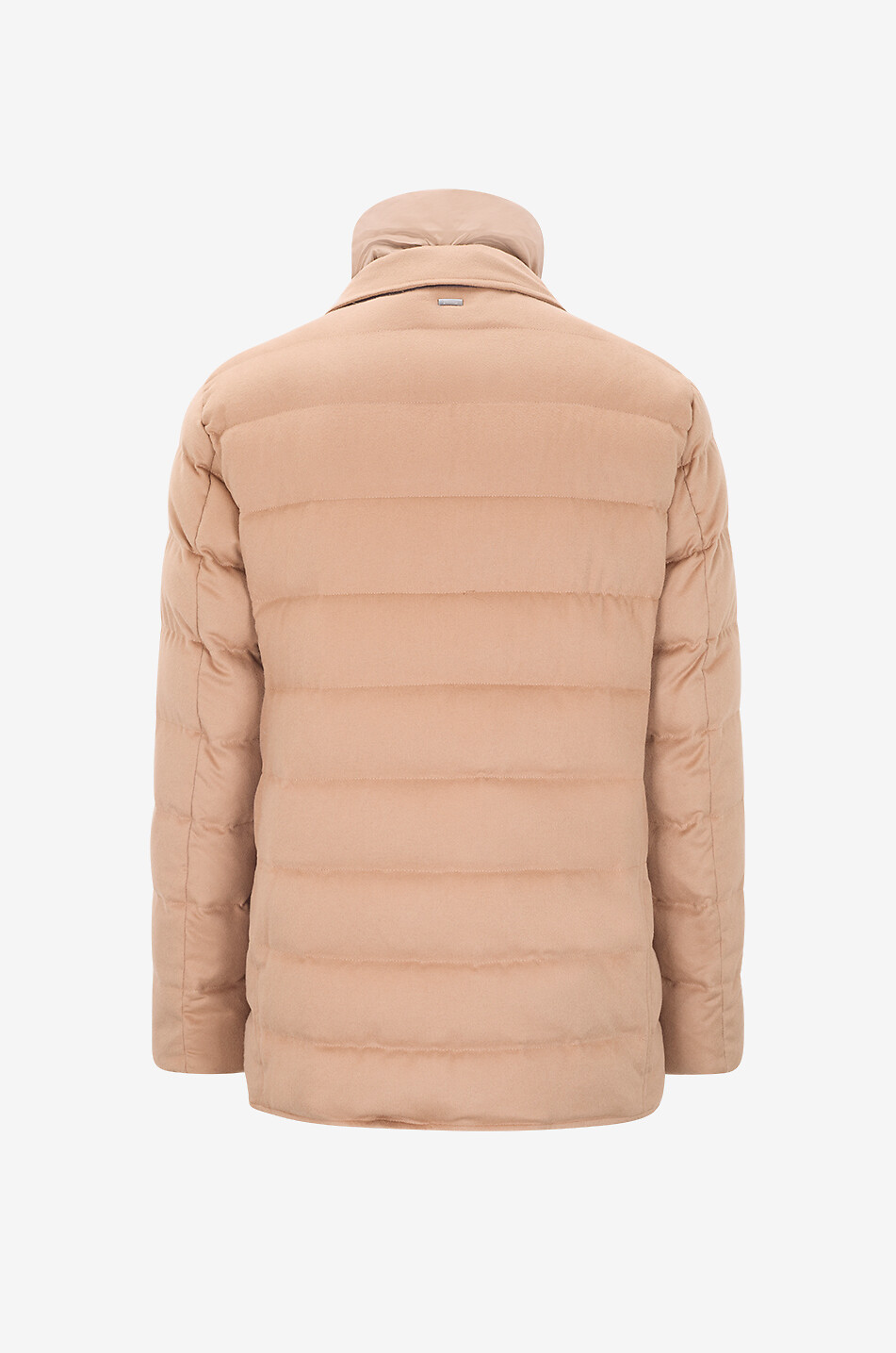 HERNO Kurze gesteppte Daunenjacke mit Revers aus Seide und Kaschmir Herren KAMELFARBEN 2