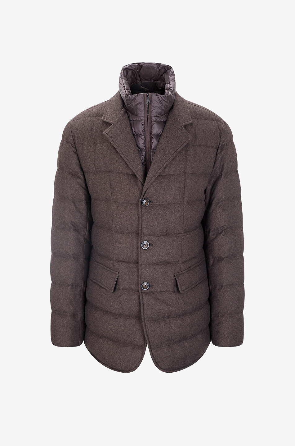 HERNO Kurze gesteppte Daunenjacke mit Revers aus Seide und Kaschmir Herren MITTELBRAUN 1