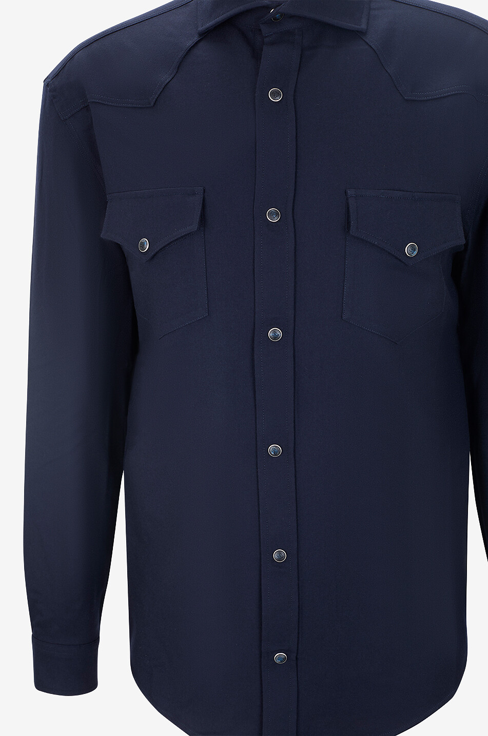 MARCO PESCAROLO Chemise à manches longues en flanelle de laine vierge Ribot Homme BLEU FONCE 3