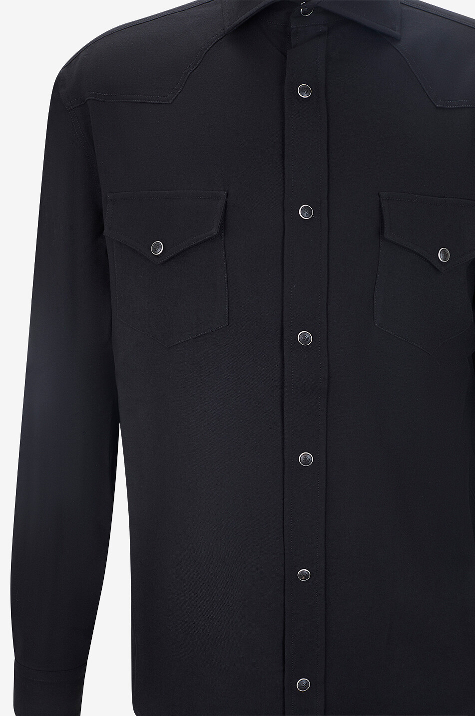 MARCO PESCAROLO Chemise à manches longues en flanelle de laine vierge Ribot Homme NOIR 3