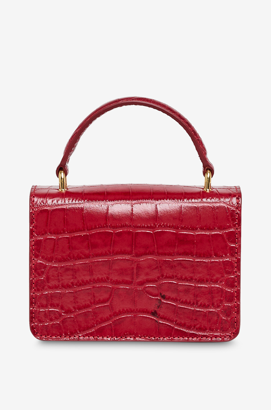 DE MARQUET Sac à main en cuir effet crocodile MiniBox Faux Croc Femme ROUGE 2