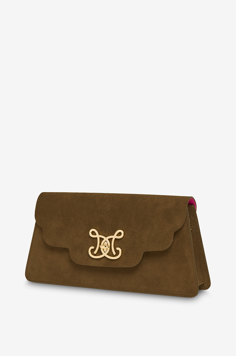 DE MARQUET Fancy Suede suede clutch bag with shoulder strap Women KHAKI 3