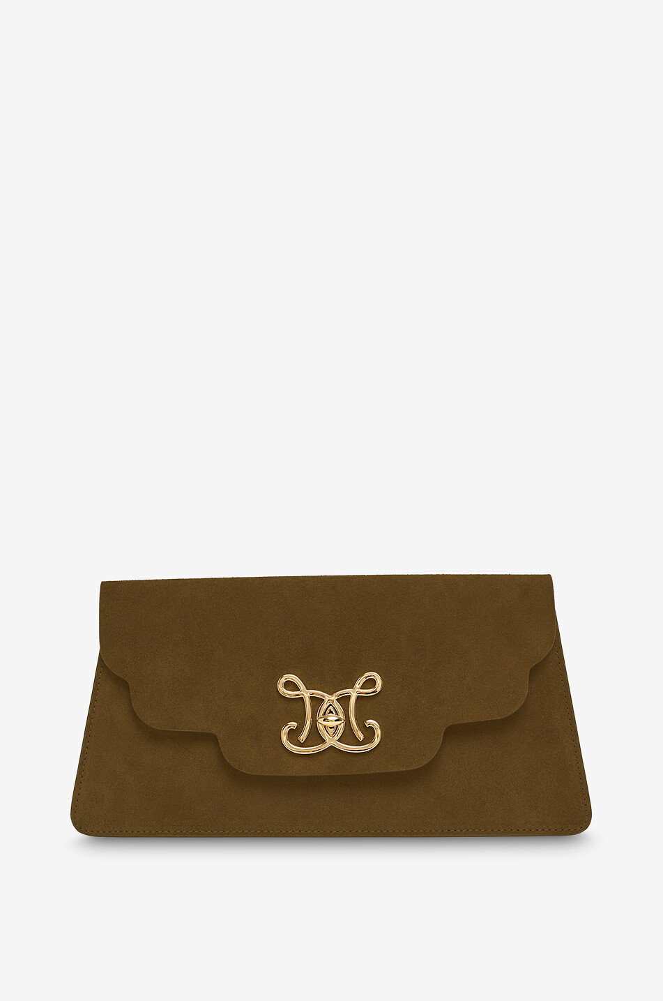 DE MARQUET Fancy Suede suede clutch bag with shoulder strap Women KHAKI 4