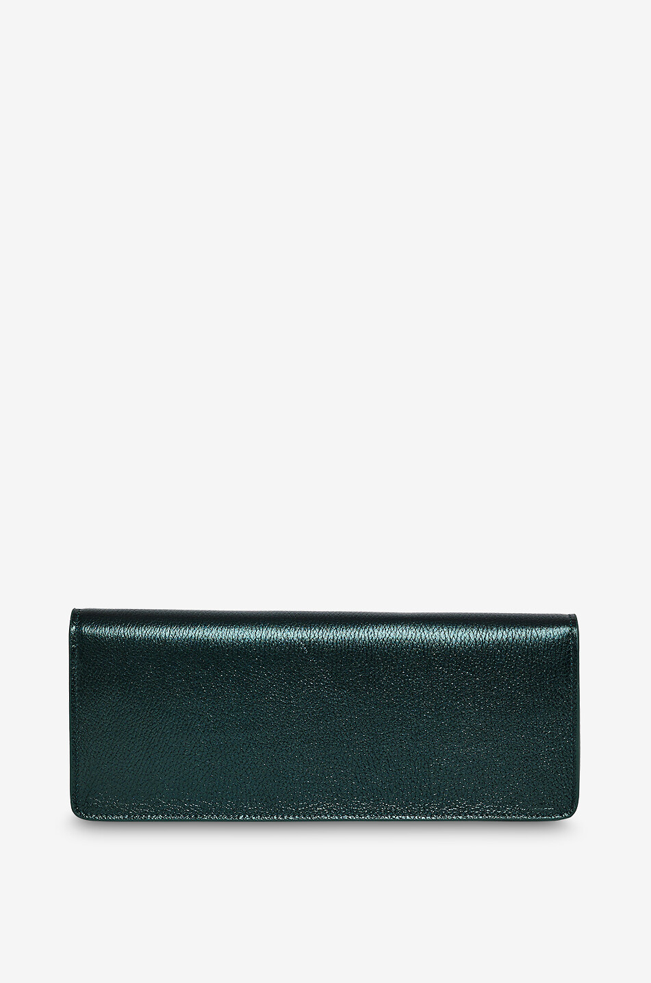 DE MARQUET Pochette enveloppe en cuir métallisé Envelope Cut Femme VERT 2