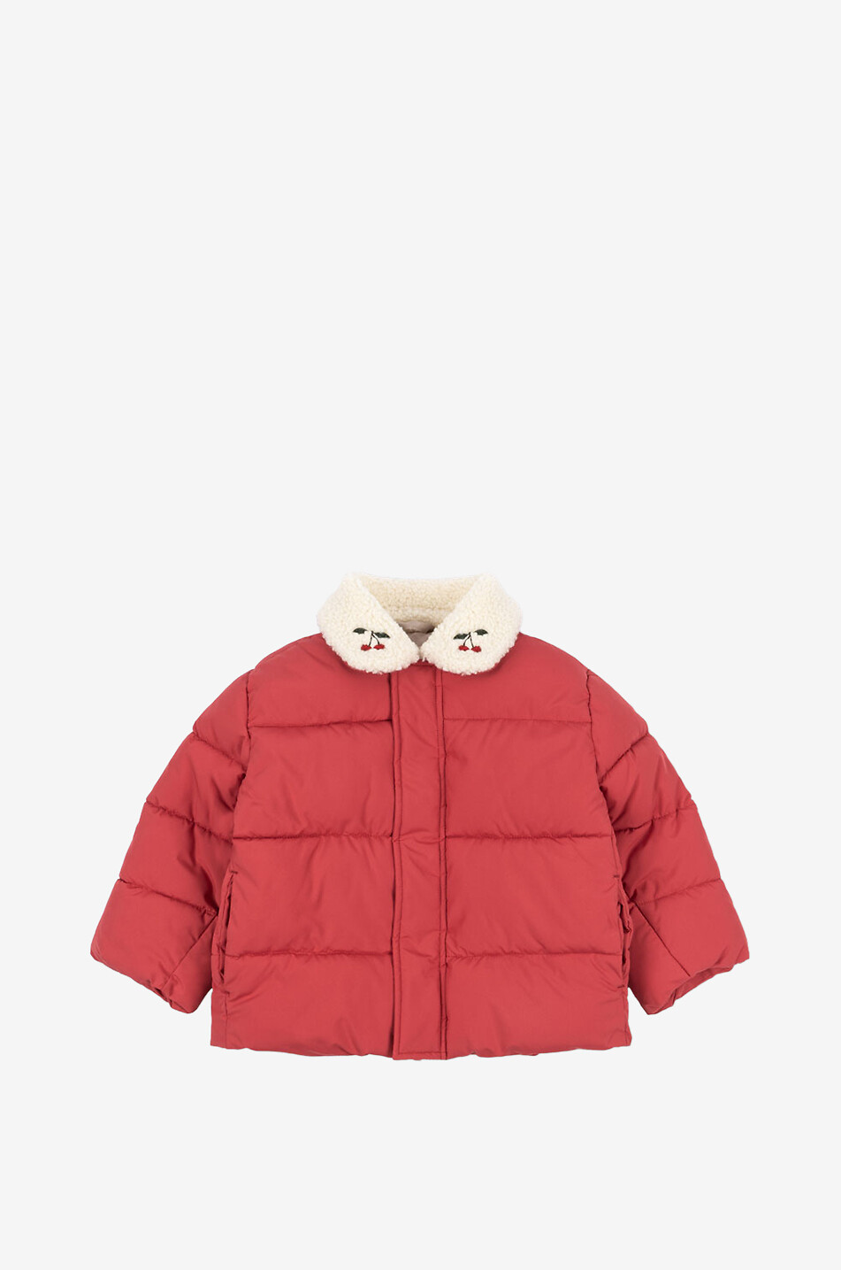 KONGES SLØJD Kurze Daunenjacke mit besticktem Bubikragen für Mädchen Alpi Mädchen ROT 1