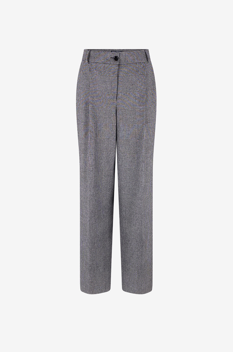 DOLCE & GABBANA Wide-leg pleated check trousers in blended virgin wool Women GREY 1