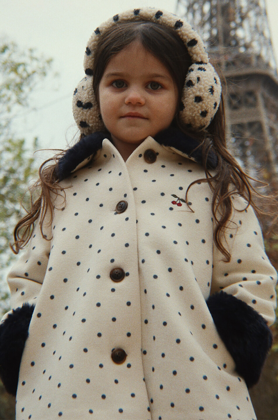 KONGES SLØJD Jody girl's polka-dot teddy fleece earmuffs Girl Light beige 3