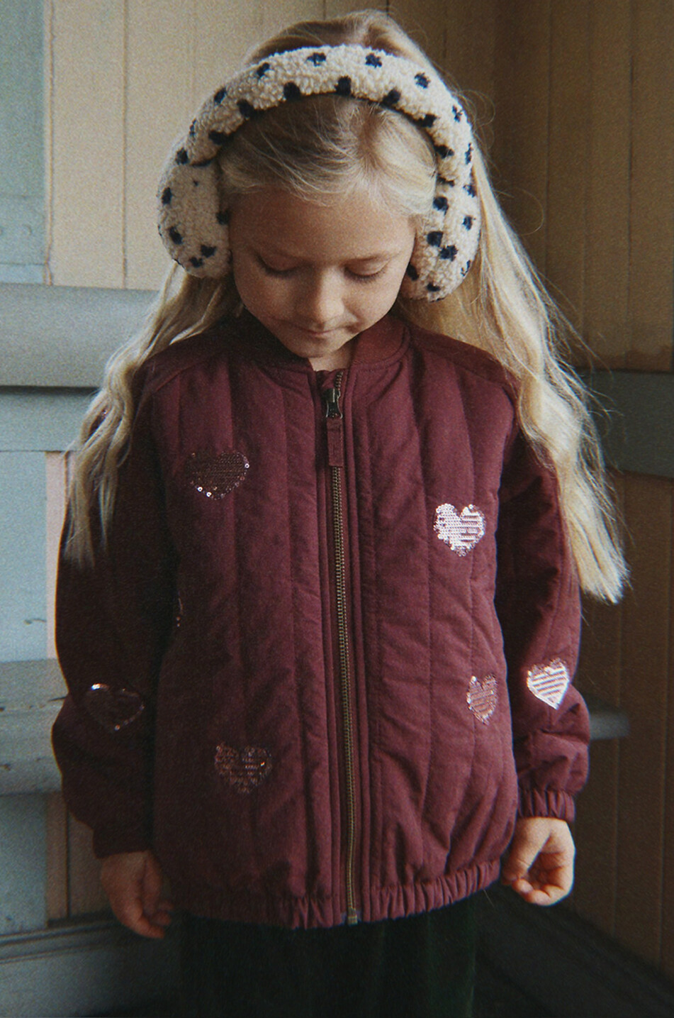 KONGES SLØJD Jody girl's polka-dot teddy fleece earmuffs Girl Light beige 5