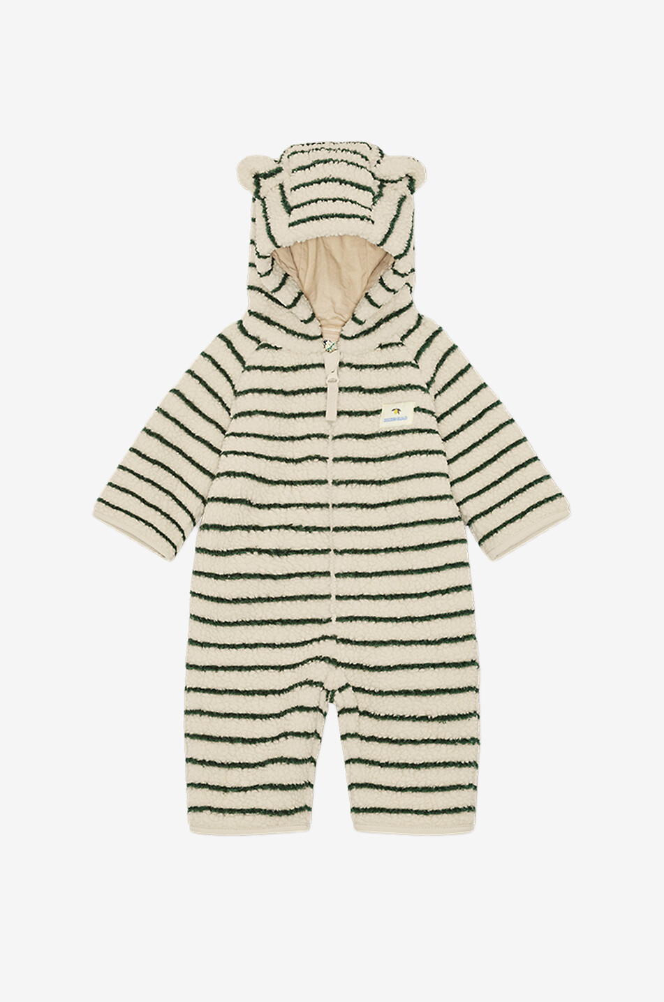 KONGES SLØJD Bedruckter Baby-Fleece-Overal mit Kapuze Jody Baby Hellbeige 1