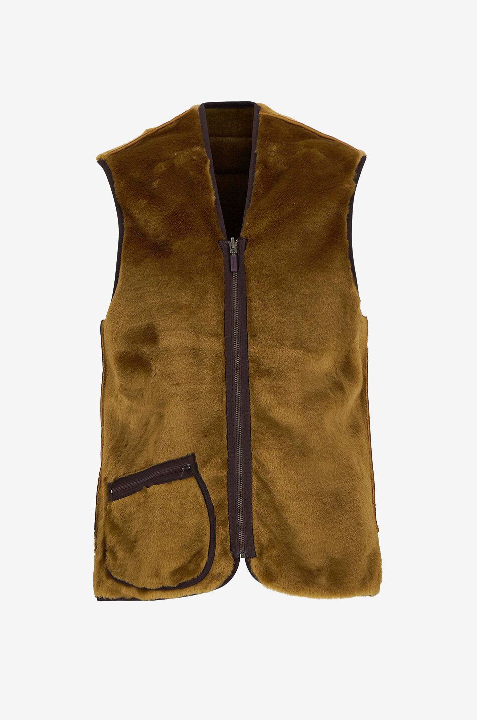 BARBOUR Warm reversible faux fur V-neck gilet Men BROWN 1
