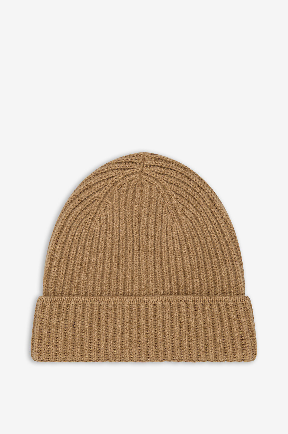 BONGÉNIE Bonnet en cachemire à revers côtelé Bino 7 Solid Homme CAMEL 1