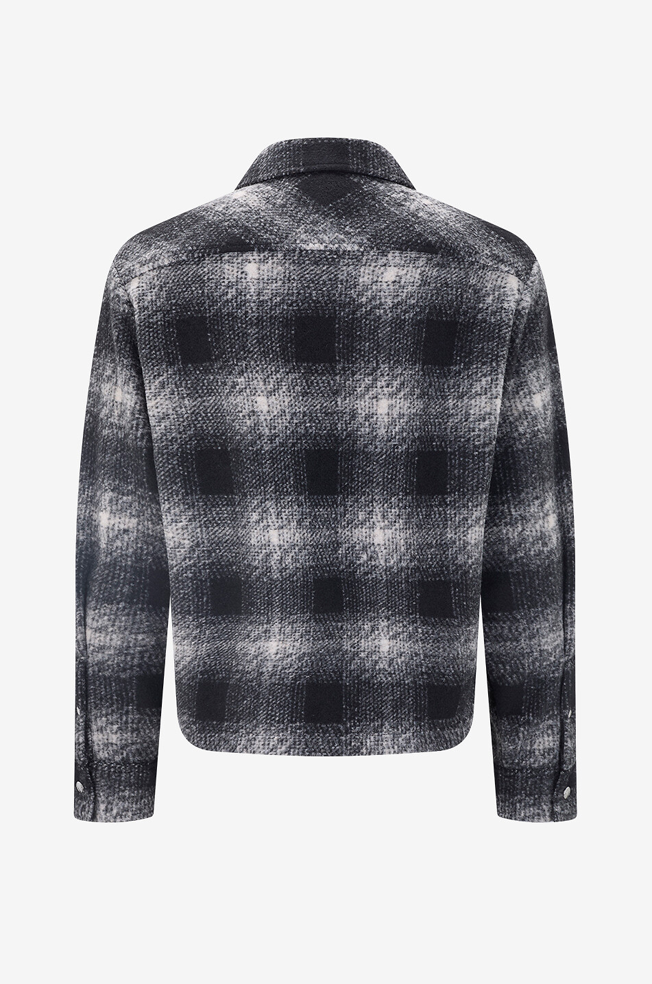 MONCLER Checked wool blend jersey short shirt jacket Men DARK GREY 2