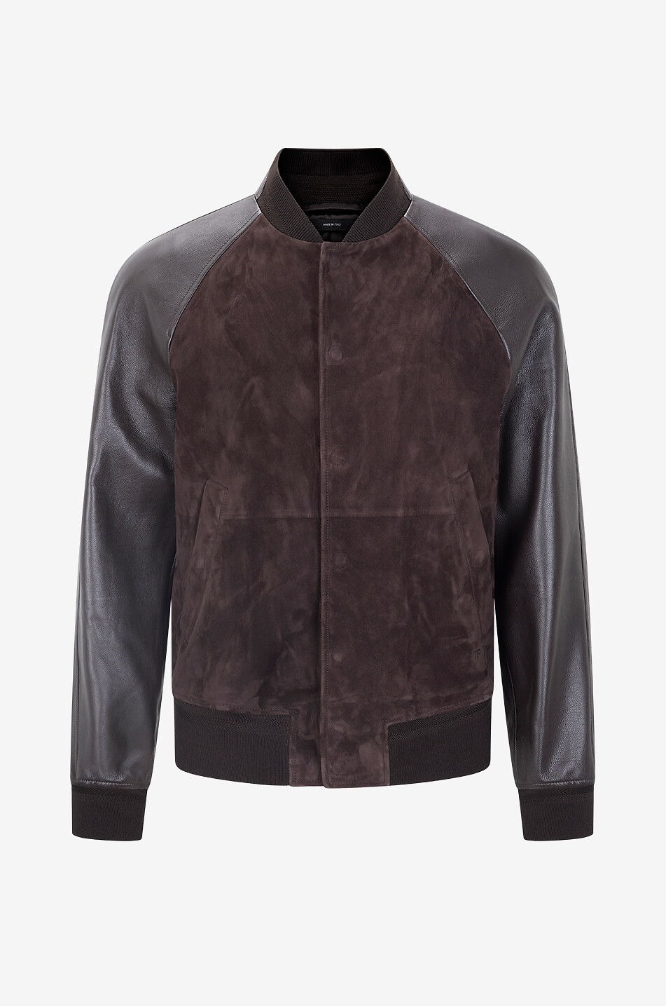 TOM FORD Bomber en daim et cuir d'agneau à manches raglan Homme MARRON FONCÉ 1
