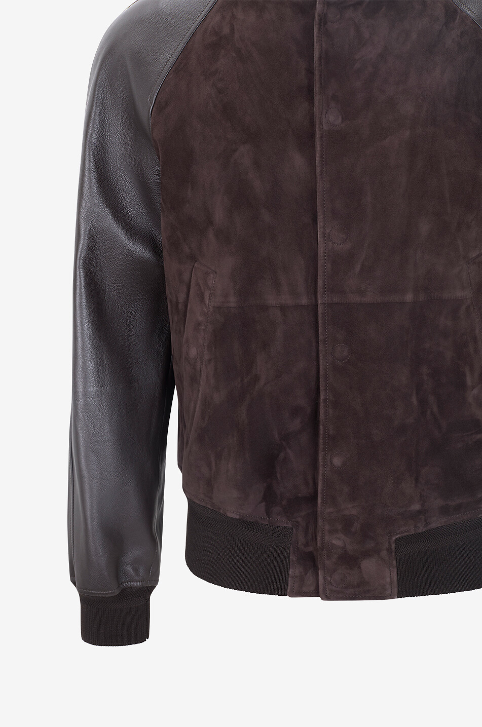 TOM FORD Bomber en daim et cuir d'agneau à manches raglan Homme MARRON FONCÉ 3