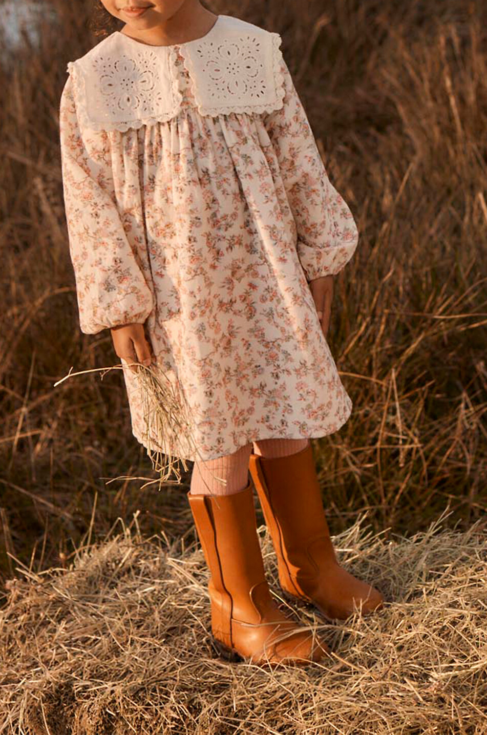 LOUISE MISHA Arinola girls' cotton floral dress with embroidered collar Girl EGGSHELL 2