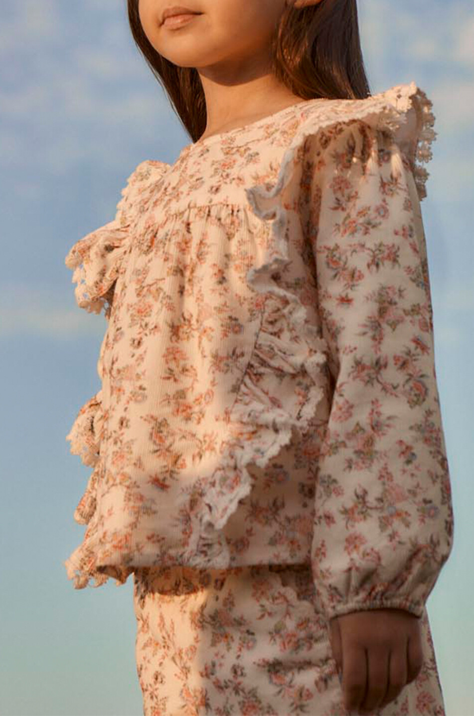 LOUISE MISHA Bella long-sleeved floral organic cotton girls' blouse Girl EGGSHELL 3