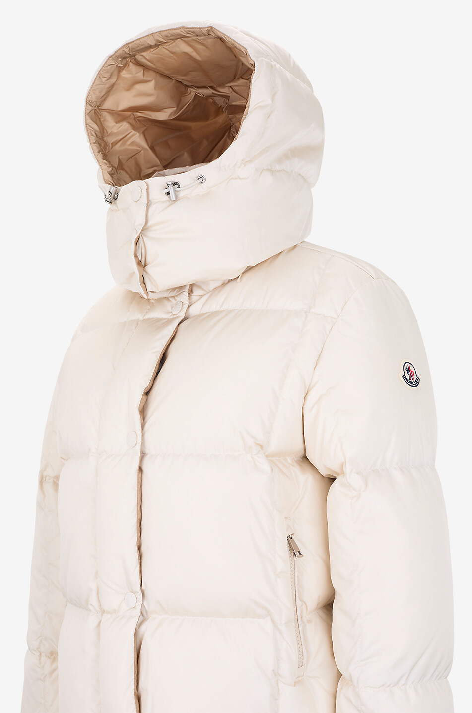 MONCLER Kurze gesteppte Kapuzendaunenjacke Castelnew Damen BEIGE 3
